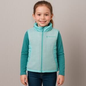 Free Country Girls Aqua Blue Fleece Lined Puffer Vest Size S 7/8 Winter Outdoor